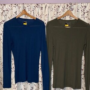 Women’s Icebreaker Long Sleeve Crew Neck Tops - Navy & Olive